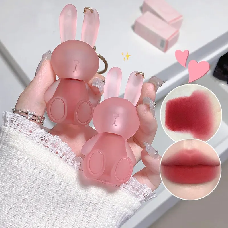 Gege Bear Rabbit Lip Glaze, Matte Velvet Lip Clay Long-lasting Color Non-drying 