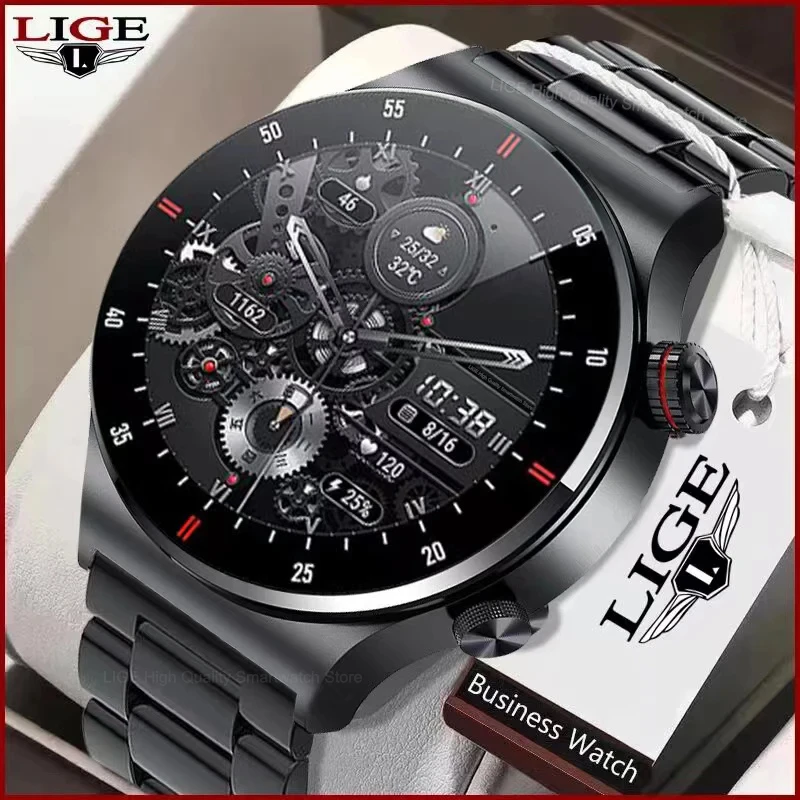 LIGE ECG+PPG Bluetooth Call Smart Watch Men 2023 Sports Bracelet NFC Waterproof 